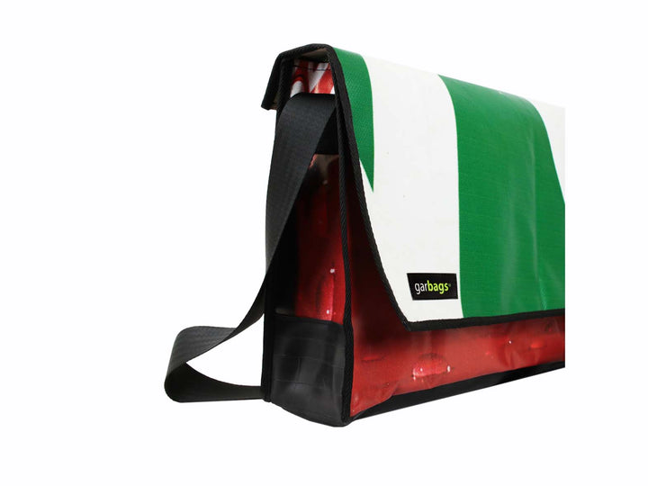 messenger bag XL publicity banner red & green