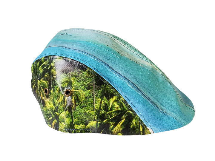 Portuguese Style Beret publicity banner blue sky & green leaves