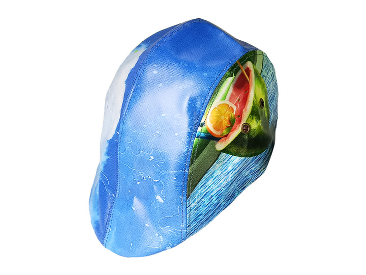 Portuguese Style Beret publicity banner blue, white & pop colors