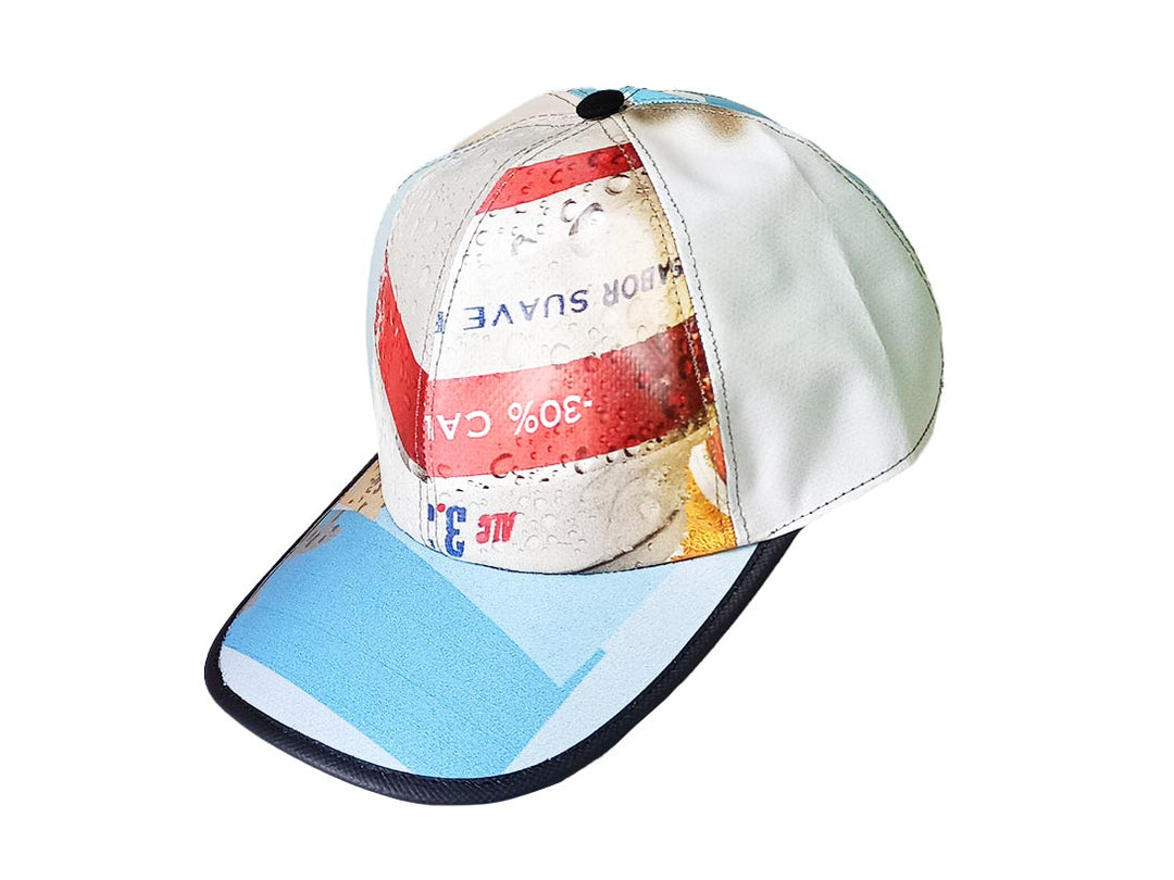 Cap Hat publicity banner white, blue and red