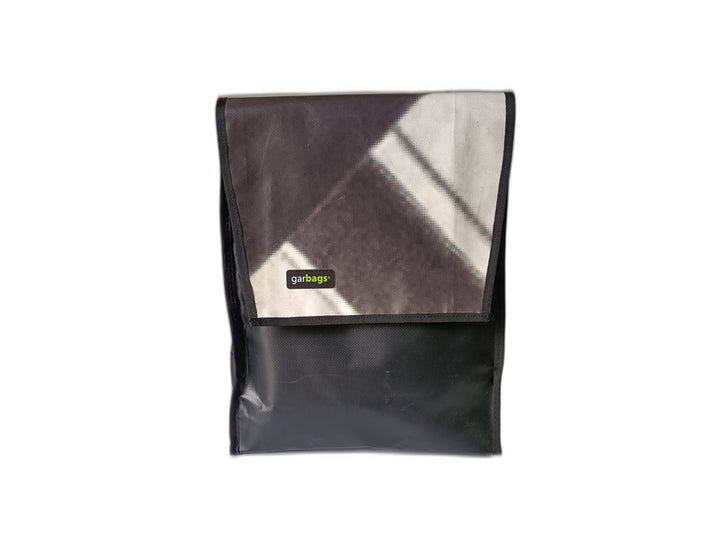 backpack publicity banner black and white