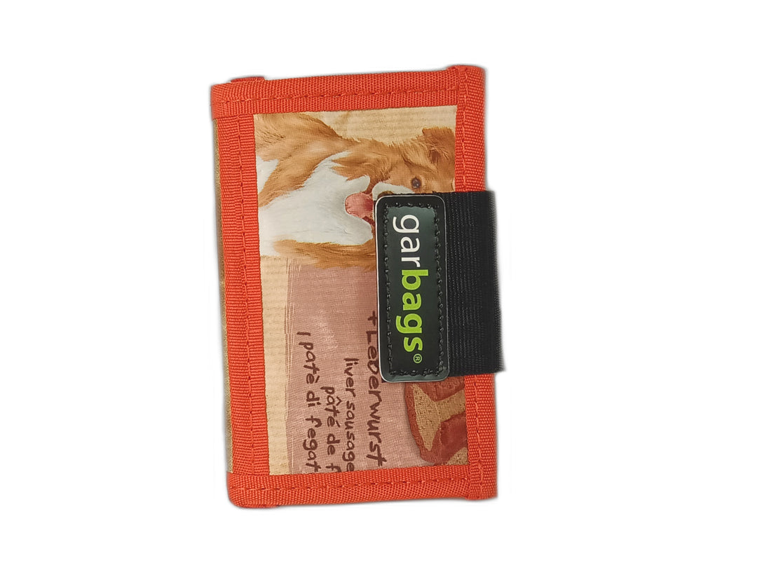 document holder pet food package orange & brown dog