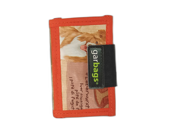 document holder pet food package orange & brown dog