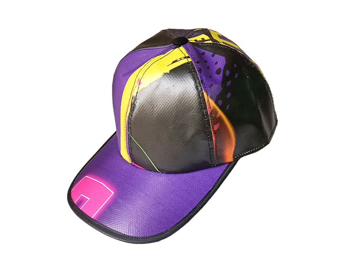 Cap Hat publicity banner purple and yellow