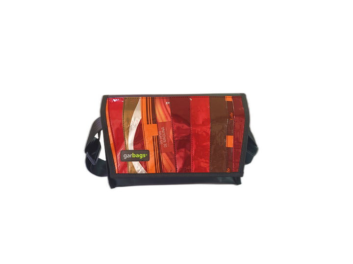 messenger bag / bike handlebar XS coffee package red and brown patchwork