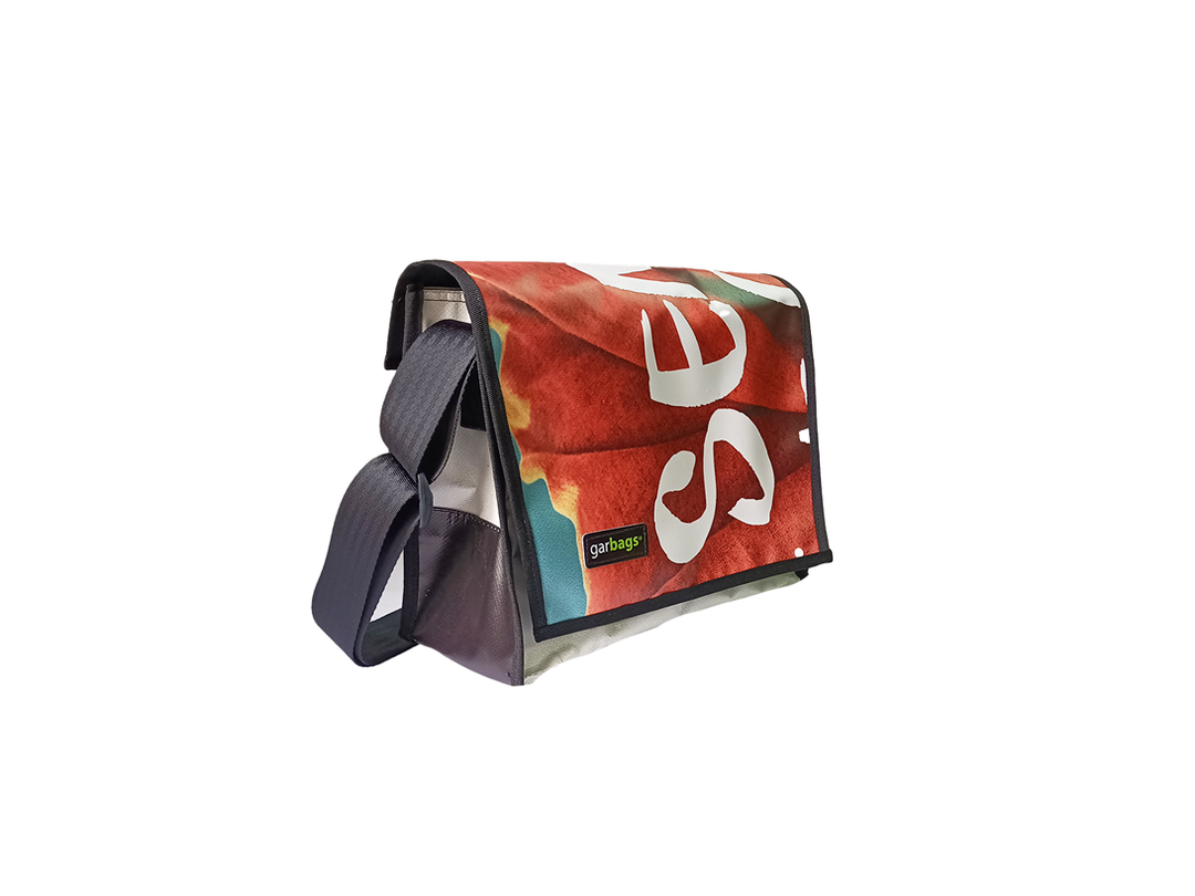 messenger bag M publicity banner red and white
