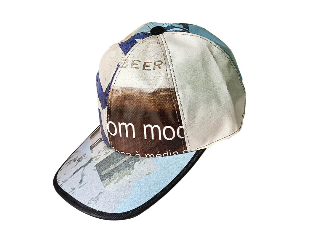 Cap Hat publicity banner blue, white and yellow