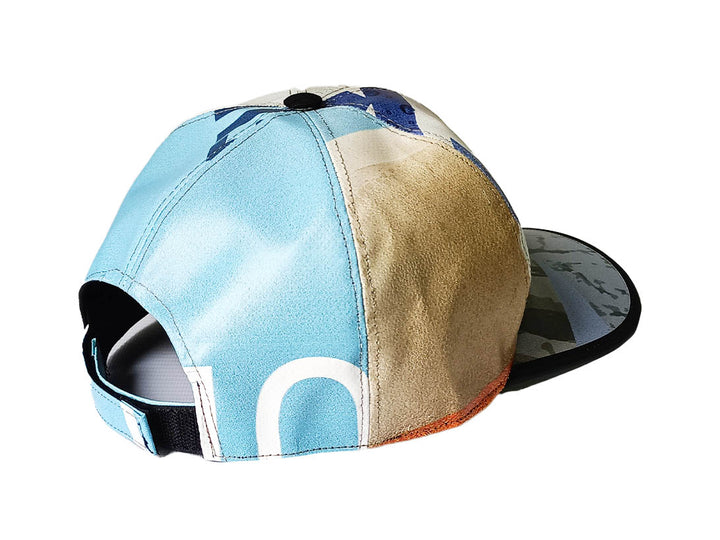 Cap Hat publicity banner blue, white and yellow