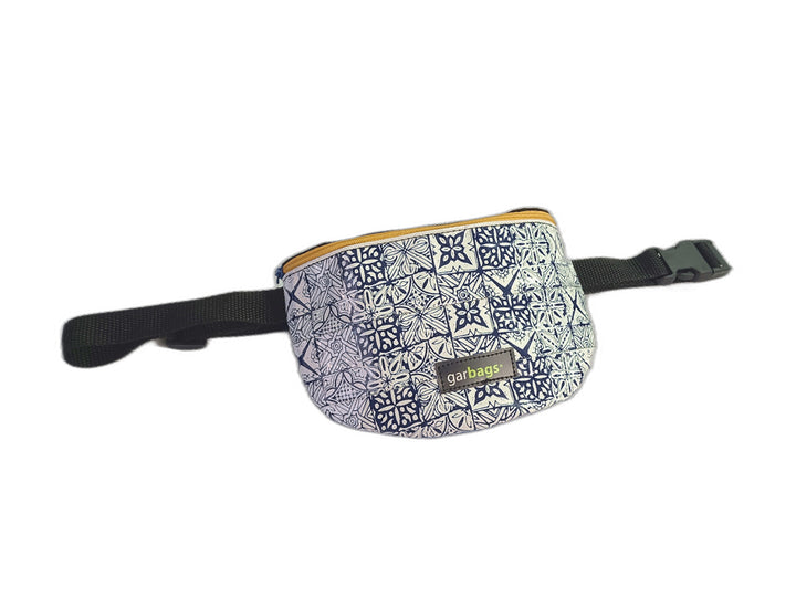 waist bag essentials coffee package white and blue tiles