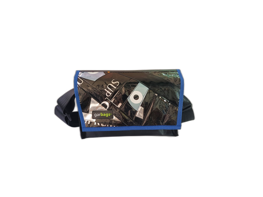 messenger bag / bike handlebar XS coffee package black and silver patchwork