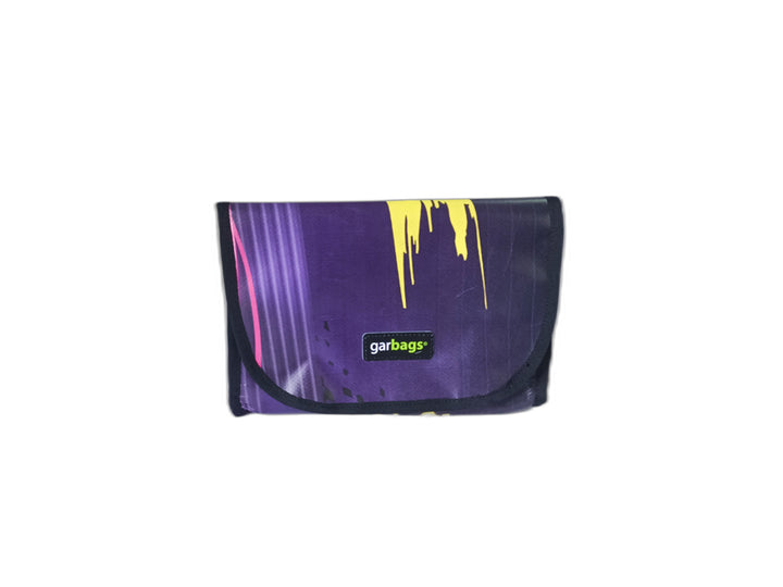 handlebar bag publicity banner purple and yellow