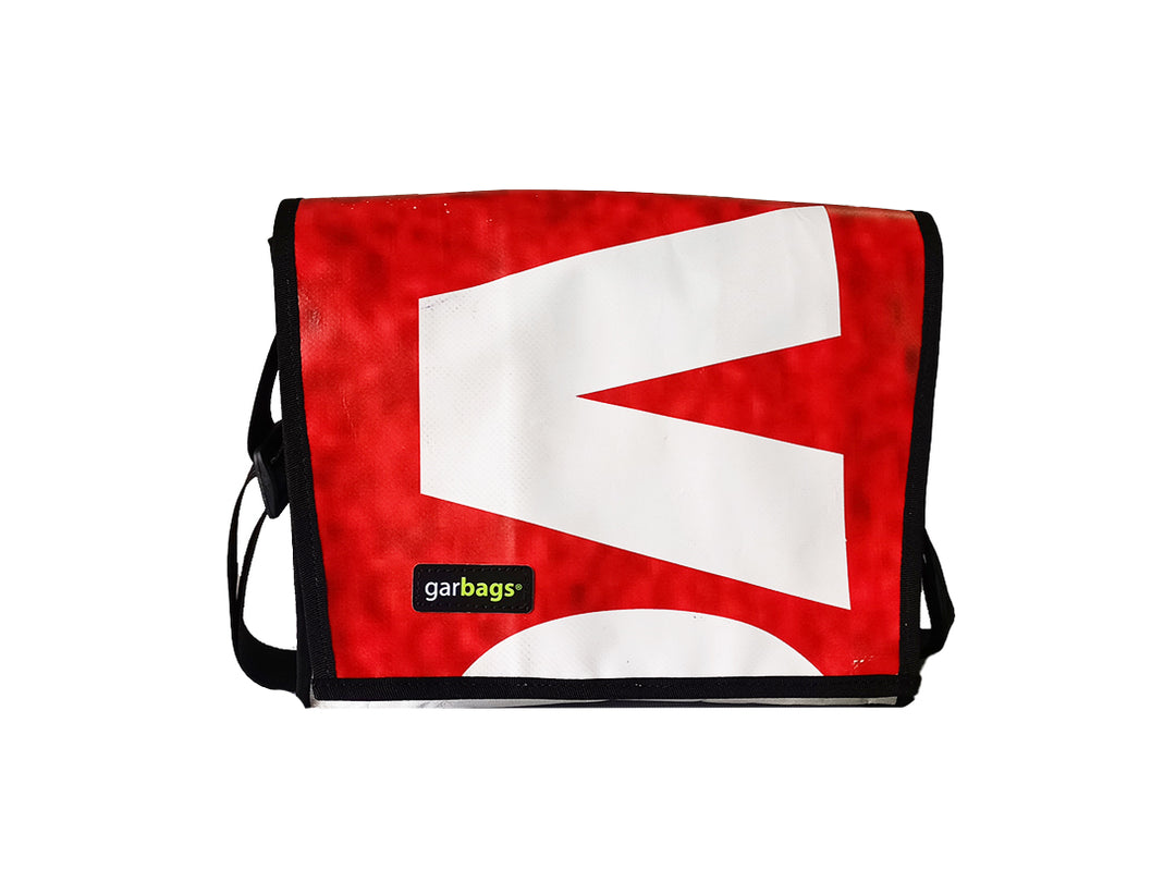 messenger bag M publicity banner red and white