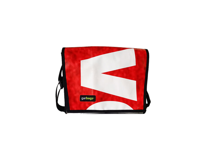 messenger bag M publicity banner red and white