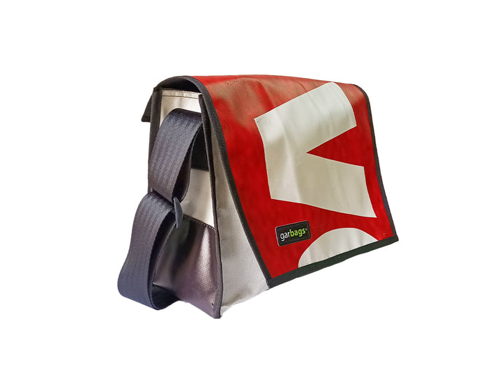 messenger bag M publicity banner red and white