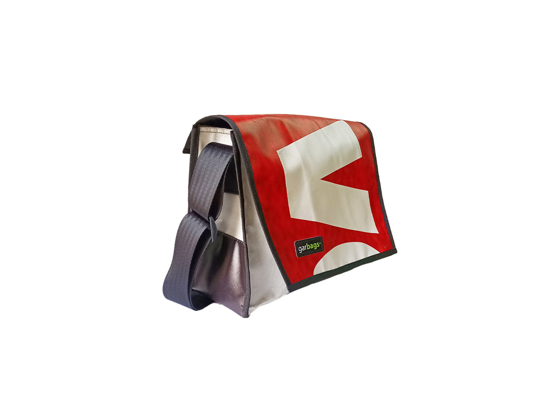 messenger bag M publicity banner red and white