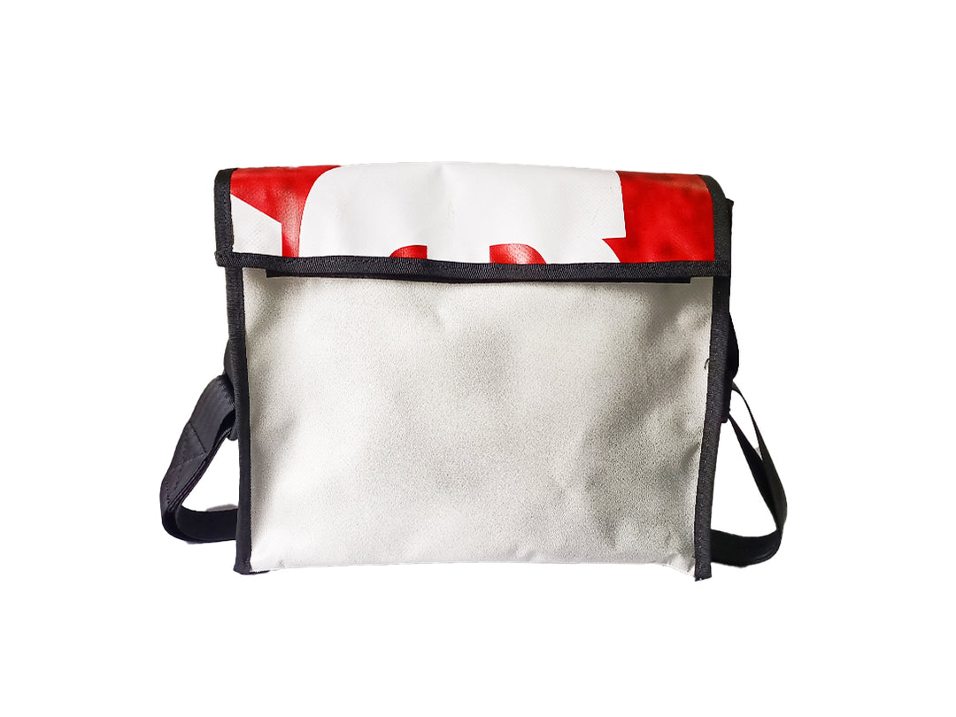 messenger bag M publicity banner red and white