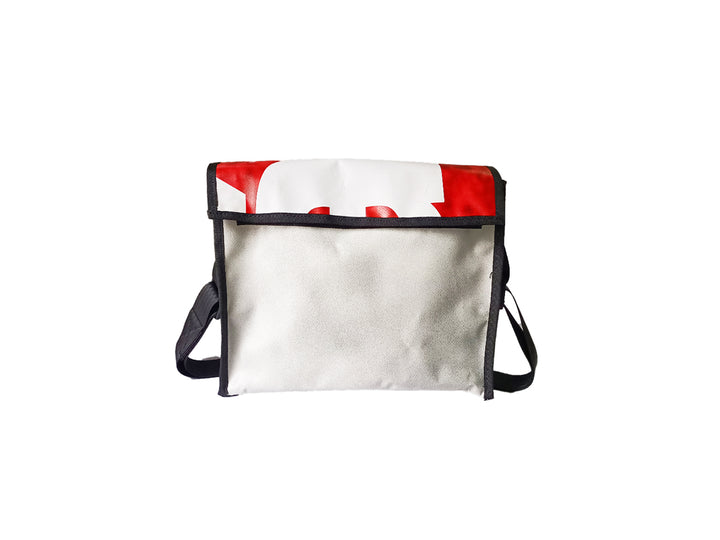messenger bag M publicity banner red and white