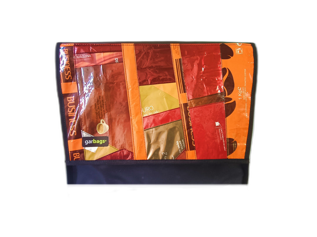 messenger bag XL coffee package red and orange patchwork