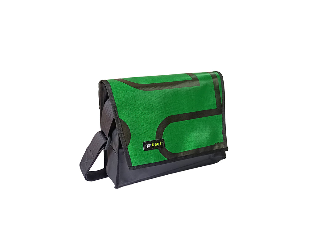 messenger bag M publicity banner green and black