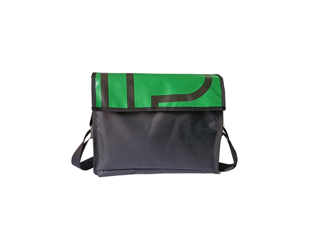 messenger bag M publicity banner green and black