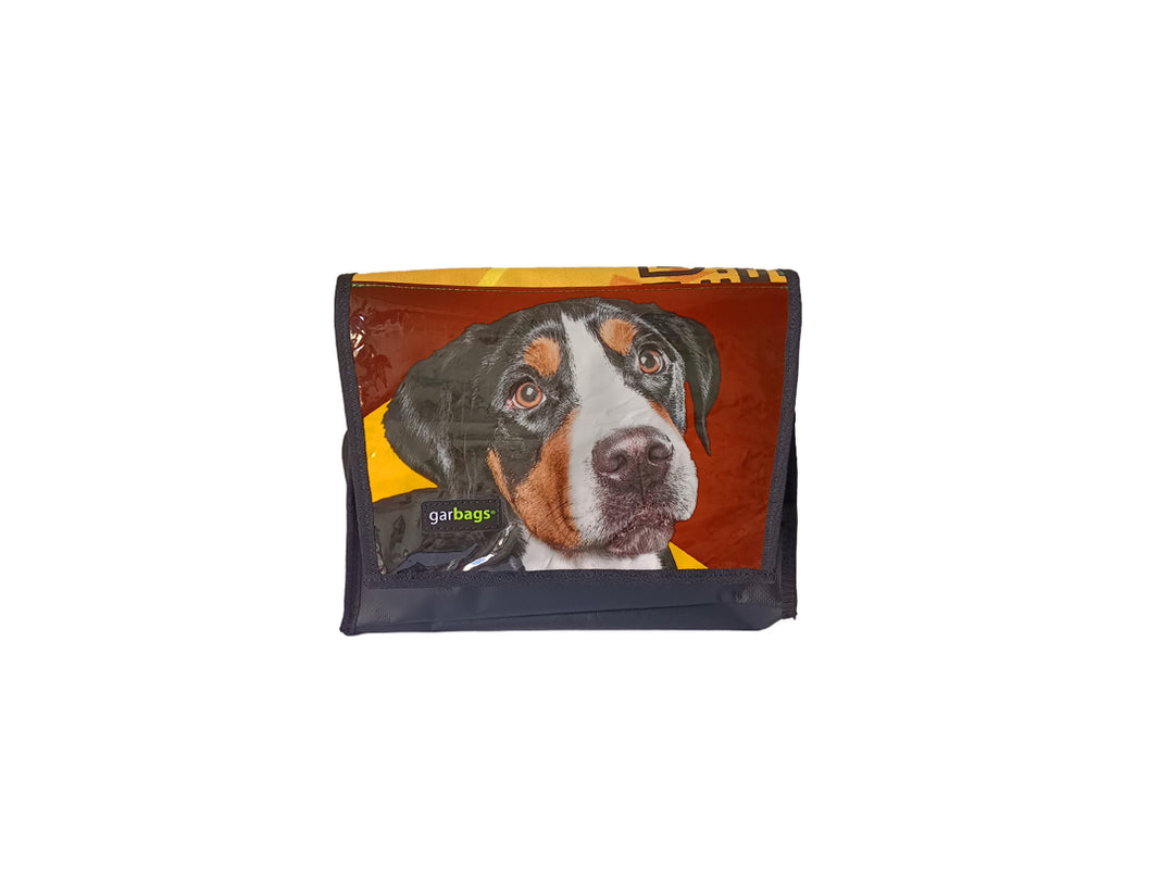 messenger bag M pet food package brown and yellow with dog