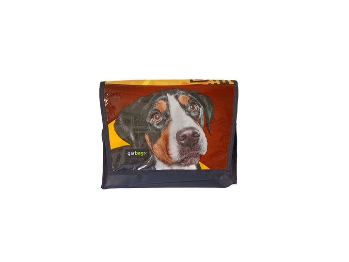 messenger bag M pet food package brown and yellow with dog