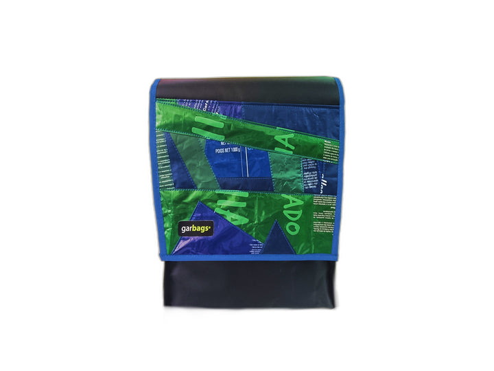 backpack coffee package blue and green patchwork