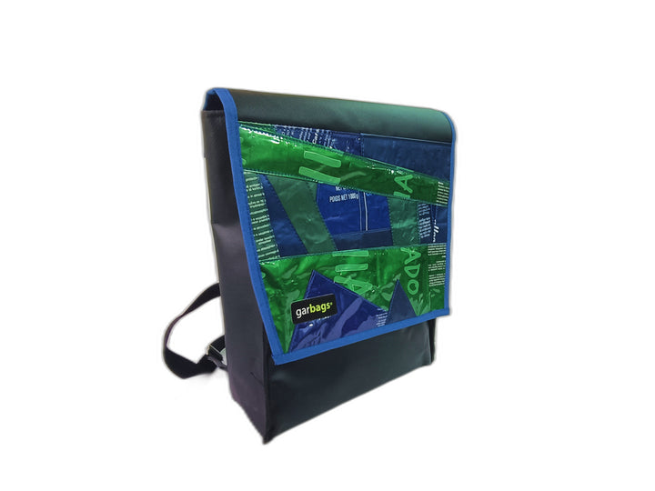 backpack coffee package blue and green patchwork