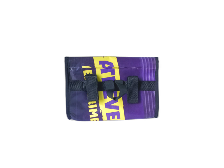 handlebar bag publicity banner purple and yellow