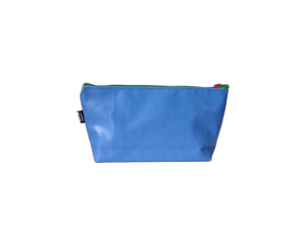 necessaire publicity banner blue and brown & white letters