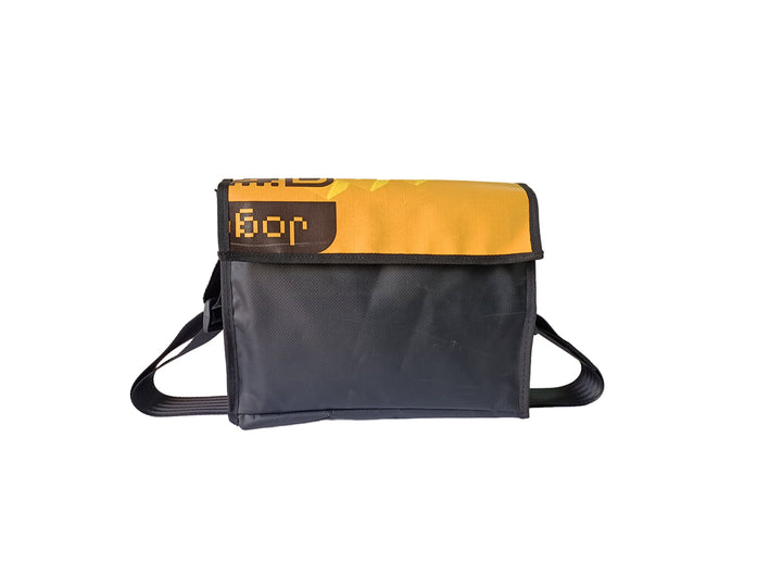 messenger bag M pet food package brown and yellow with dog