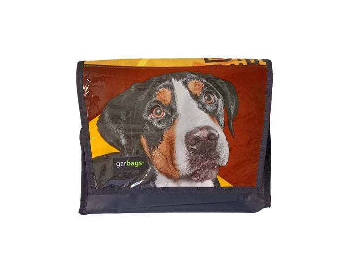 messenger bag M pet food package brown and yellow with dog