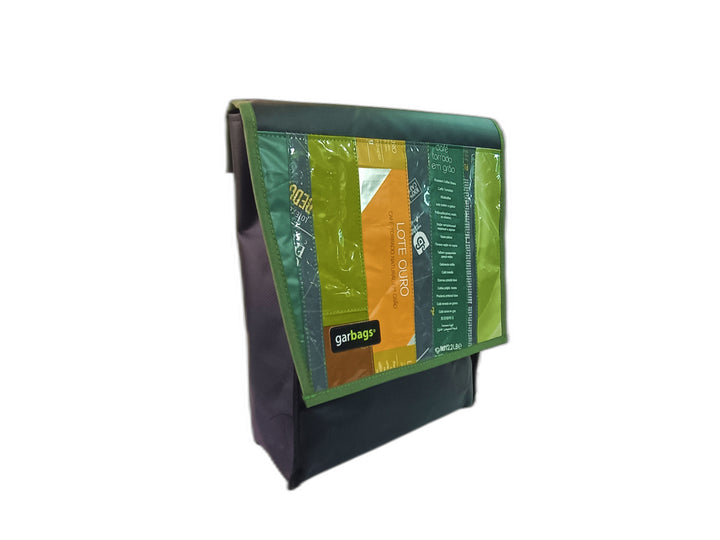 backpack coffee package orange and green patchwork