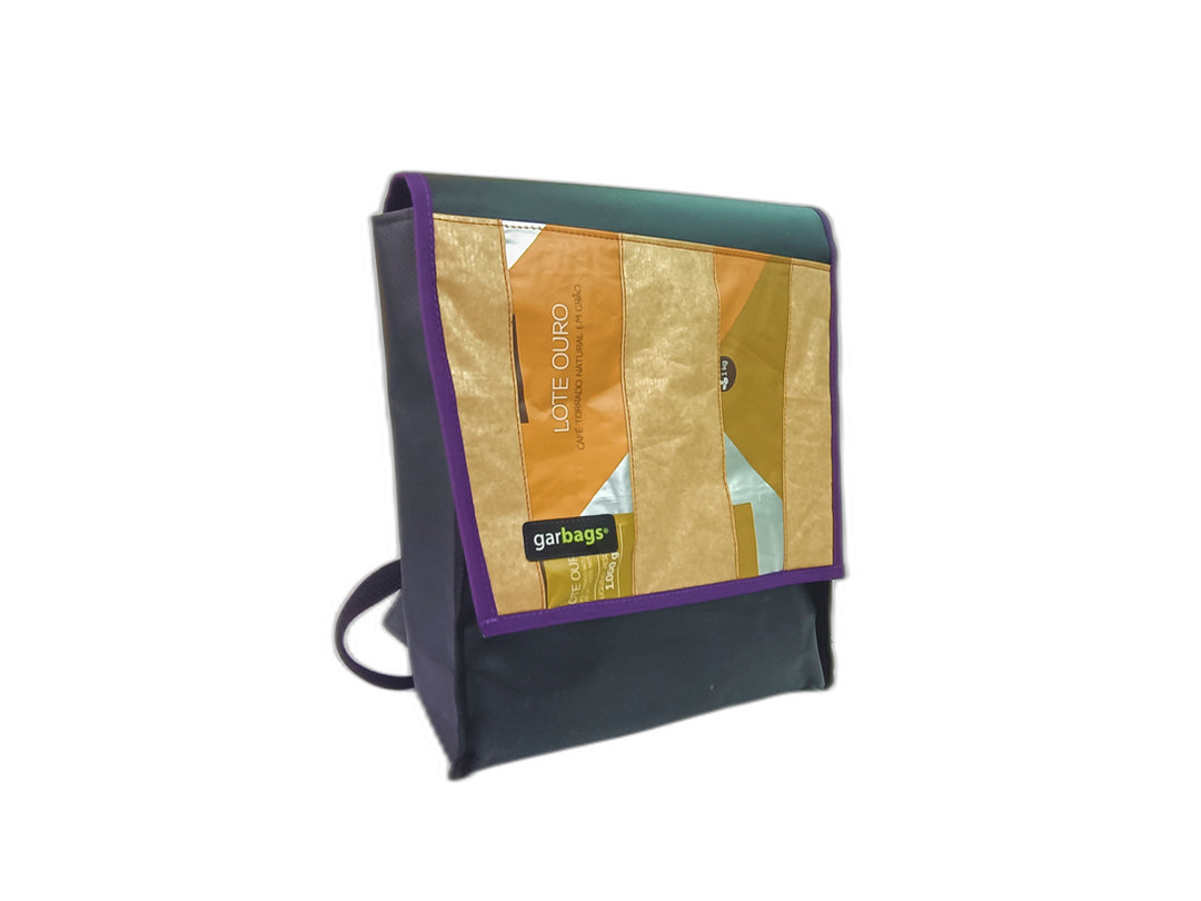 backpack coffee package yellow and beige patchwork