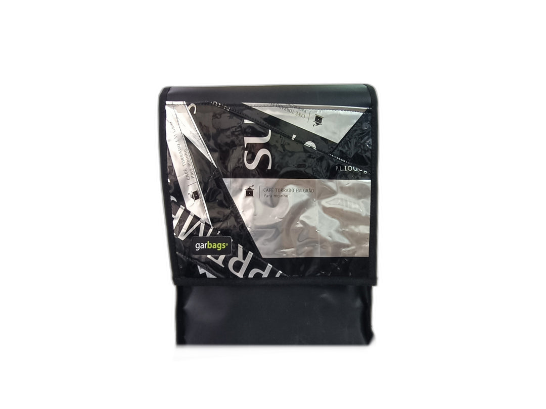 backpack coffee package black and silver patchwork