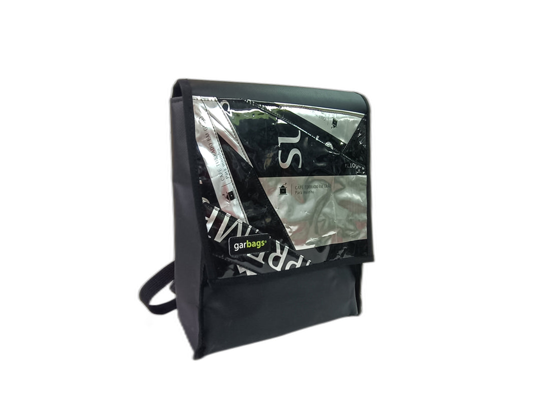 backpack coffee package black and silver patchwork