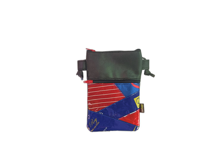 Crossbody Phone bag coffee package red and blue patchwork