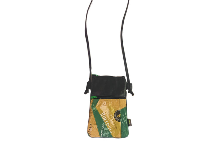 Crossbody Phone bag coffee package yellow and green patchwork
