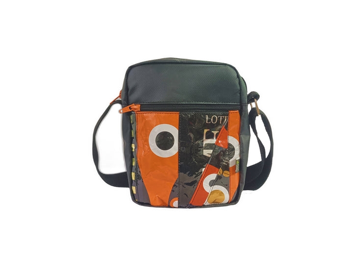 Crossbody bag coffee package black and orange patchwork