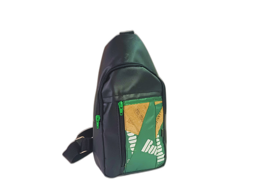 shoulder bag coffee package green and yellow patchwork