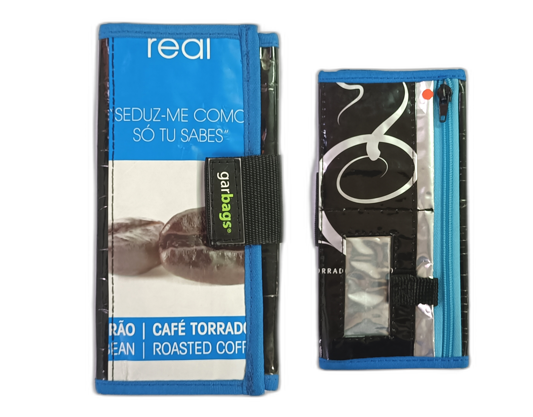 Document Holder coffee package blue & black and white