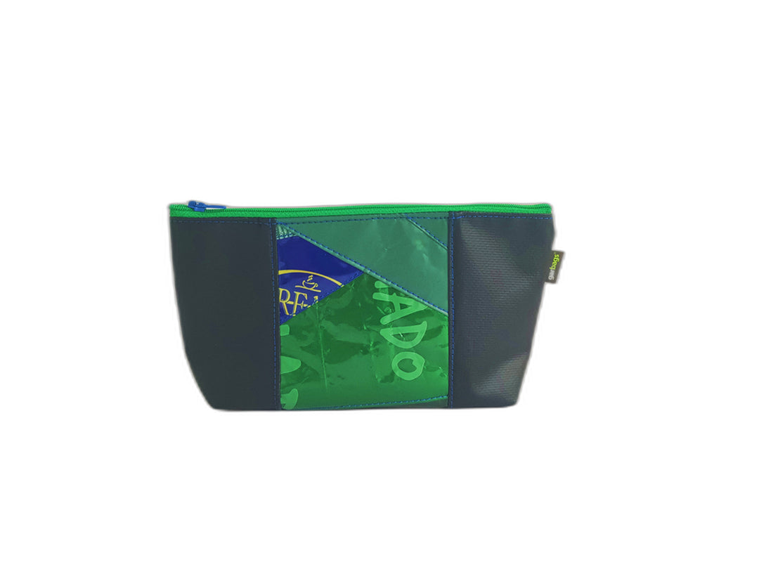 necessaire coffee package green and blue patchwork