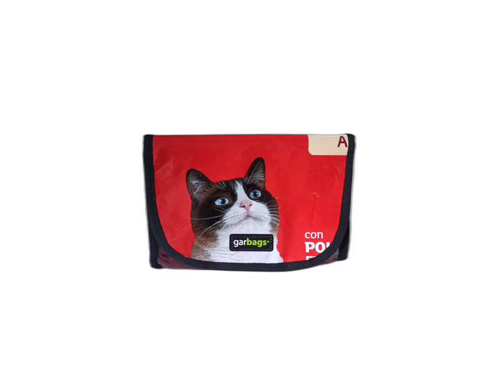 handlebar bag pet food package red & black and white cat
