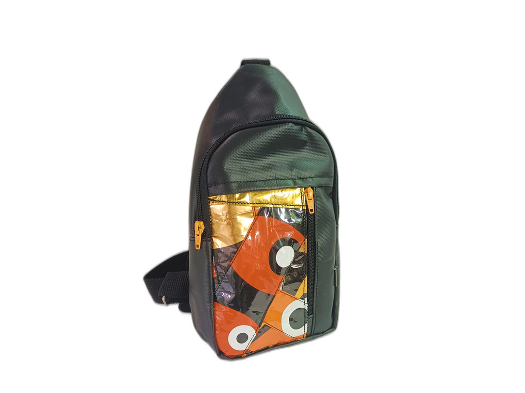 shoulder bag coffee package gold and brown patchwork