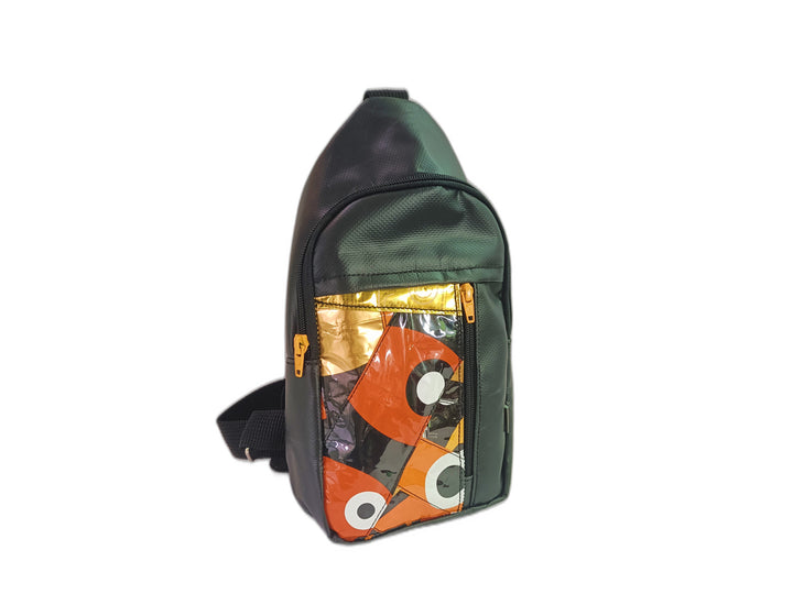 shoulder bag coffee package gold and brown patchwork