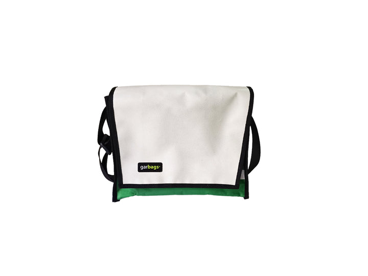 messenger bag / bike handlebar XS publicity banner white and green