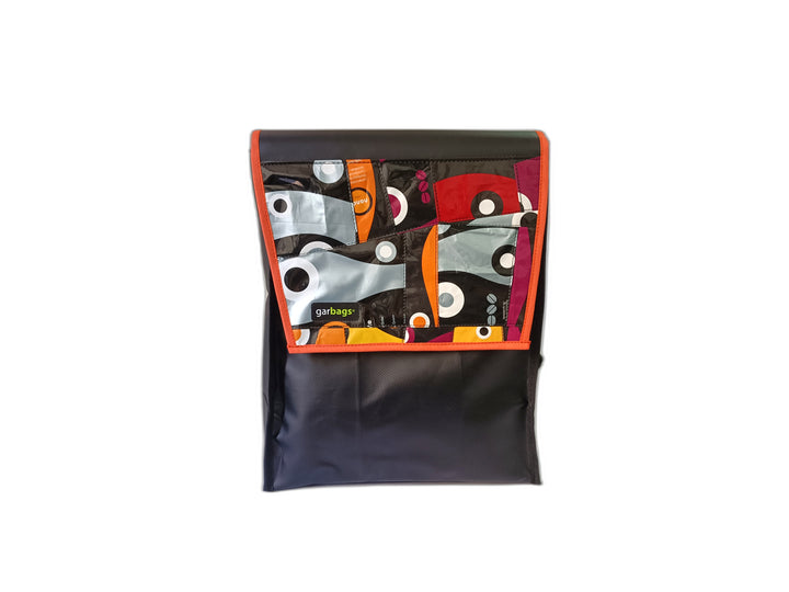backpack XS coffee package silver, orange and red patchwork