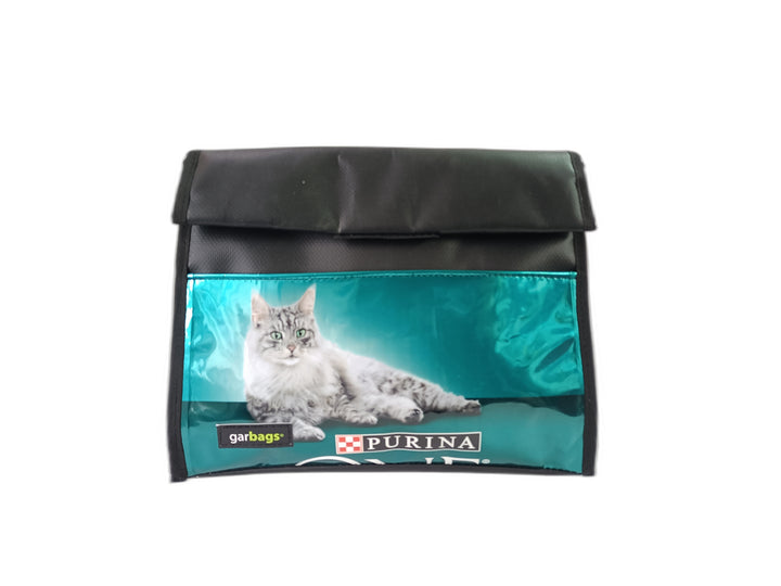 Lunch Bag pet food package blue and grey cat