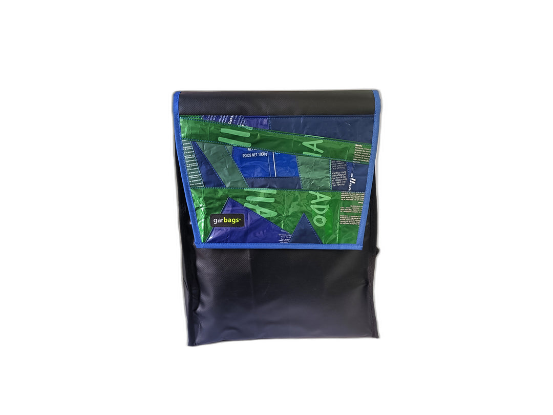 backpack XS coffee package blue and green patchwork