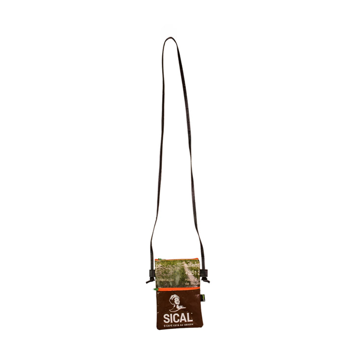 Crossbody Phone bag coffee package brown & green
